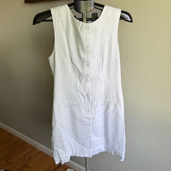 NWT Paper Heart 60s GoGo Girl Inspired Button Front Linen Blend Dress Medium - Picture 1 of 5